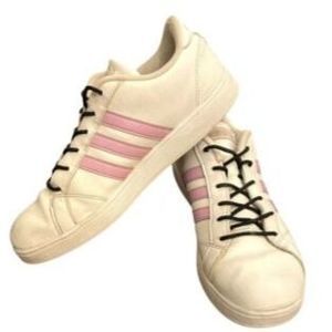 Adidas Superstar Women’s White Pink Striped Sneakers Size 5